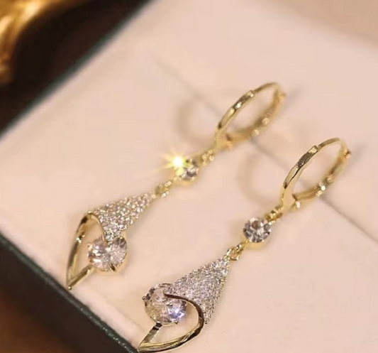 Aretes Elegancia 3d En Chapado Dorado